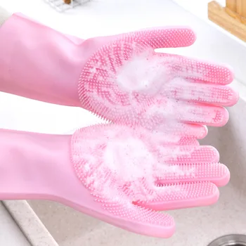 1 Pereche De Silicon Mănuși De Curățare Multifuncțional Magic Silicon Mănuși De Spălat Vase Pentru Bucătărie De Uz Casnic Silicon Spălare Curățare