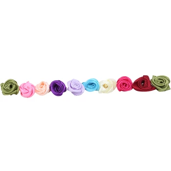 100buc 10mm Culoare Mix Mic Floare Trandafir Mini Manual de Panglica de Satin Rose Cap Scrapbooking Nunta de Decorare Haine Accesorii