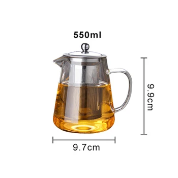 Sticlă Rezistentă La Căldură Ceainic Cu Oțel Inoxidabil Infuser Încălzit-Container Ceai Bun Clar Fierbător Pătrat Filtru De Coșuri