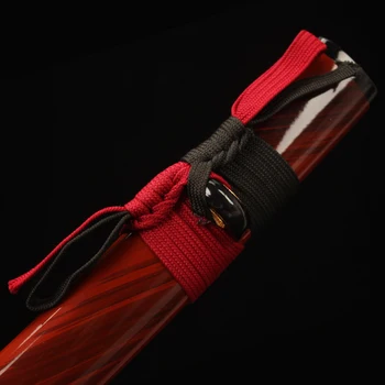Japoneze Katana 1060 Din Oțel Carbon De Înaltă Flexibil Lama De Ras Ascuțite Săbii Reale Lucrate Manual Full Tang 41 Inch Rosu Săbii De Samurai