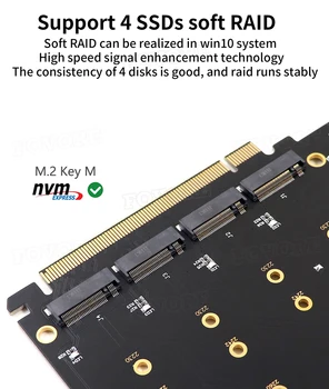 PCIe 4.0 la M2 adaptor PCIe X16 4 port M2 NVME M pentru SSD converter M. 2 PCI express X16 adaptor VROC RAID Card de Expansiune