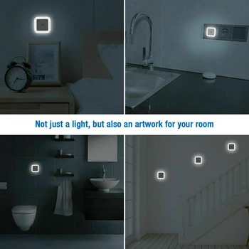 Wireless LED Lumina de Noapte Senzor de Mini-60mm Pătrat de Iluminat UE NE-Plug Pentru Copii Dormitor Copii Camera de zi Noptiera Coridor Lampa