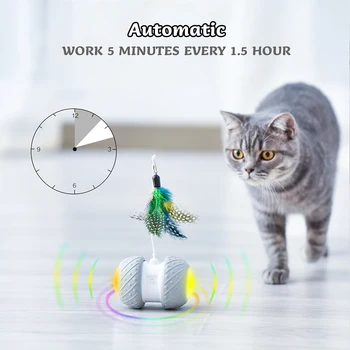 BENTOPAL--Inteligent robot Automat USB Reîncărcabilă Pene Stick Corful Lumina Pisică Jucărie și 2,4 G de Control de la Distanță Amuzant Pisica Minge