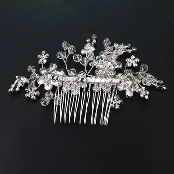Culoare Argintie Floare Pearl Piepteni De Cristal Agrafe Agrafe De Păr De Nunta Accesorii Rhinstone Headpieces Femei Ornamente De Păr