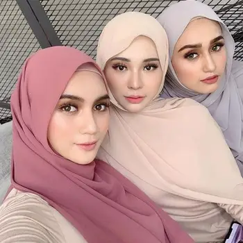 Multicolor Din Bumbac Moale Moda Musulmană Văl Jersey Șal Eșarfă Folie Islamic Șaluri Femei Turban Eșarfe Cap