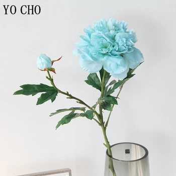 YO CHO 2 Capete de Mătase Bujor Flori Artificiale Singură Sucursală Fals Bujor Flori Mari Șampanie DIY Buchet Petrecere Acasă Decor Nunta