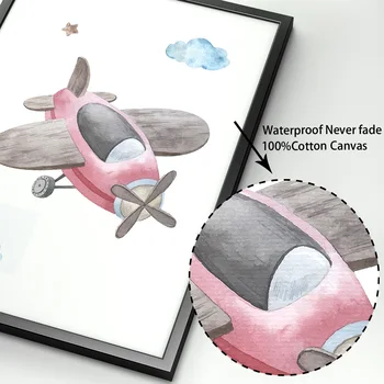 Desene Animate Avion Aviator Aviației Pepinieră Arta De Perete Panza Pictura Nordică Postere Si Printuri De Perete Imagini Băiat Copil De Cameră Decor