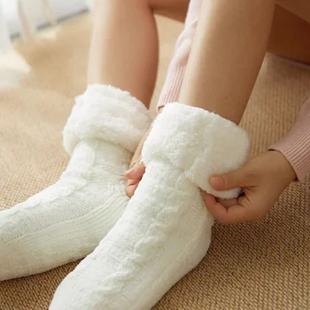 Barbati Pentru Femei Papuci De Casă Șosete Ultra-Plush Fleece Anti-Alunecare Iarna Cald Șosete Mari