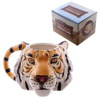 2021 Noua Creatie cana ceramica 3D tridimensional cap de leu cana cap de Tigru cană ceramică de Mână trasă ia ceașcă de cafea
