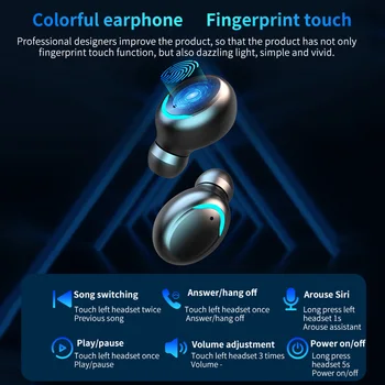 TWS Cască Bluetooth V5.0 9D Stereo Wireless Căști Impermeabil Sport Căști Mini Adevărat Căști Căști pentru telefon mobil
