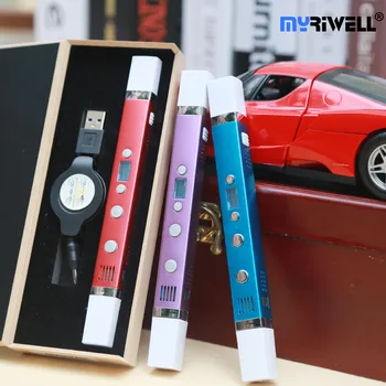 De înaltă calitate myriwell 3d pen RP100C coajă de metal 3 d pen PCL ABS PLA 3 moduri,alimentare USB ,seif imprimare 3D pen,cel mai bun cadou