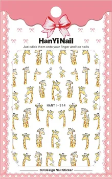 Animale de arta unghiilor autocolant drăguț girafa arici imagine decoratiuni de arta unghiilor ultra subțire autoadezive, Desene animate decalcomanii de unghii HY001