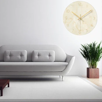 Nordic Moderne Tăcut Perete Ceas De Sticlă Masa Living Home Ceasuri De Perete Decor Acasă Creative Marmură, Administrat De Bucătărie, Ceas