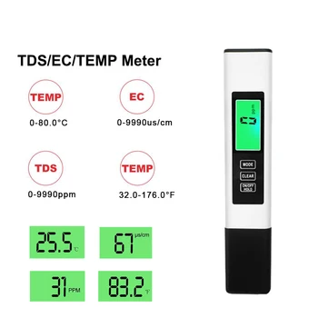 Digital 4-în-1 TDS Metru TDS/CE/termometru Digital de Calitate a Apei Monitor Tester pentru Piscine, Apă Potabilă, Acvarii