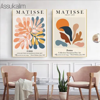 La Mijlocul Secolului Abstract Panza Pictura Lui Matisse Postere Frunze De Plante Imagini De Epocă, Picturi Pe Pereti Pentru Camera De Zi De Decorare Acasă
