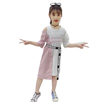 Fete Rochie De Vara Fete Purta Coreea Moda Stil De Vara Rochie De Umăr Valul Asimetric Rochie Eleganta Fete De La 2 La 12 Ani Nou