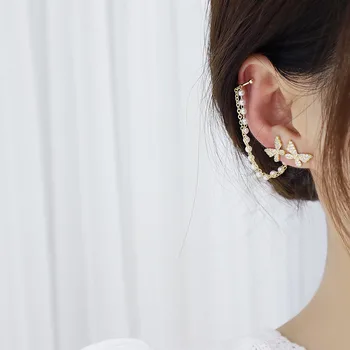 Coreeană Elegant Drăguț Stras Fluture Cercei Stud Pentru Femei Fete de Moda Lanț de Metal Boucle D'oreille Cadouri Bijuterii