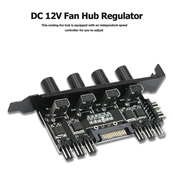12V Caz de Calculator Fan Hub Regulator 8 4 Buton SATA/3Pin Controler de Viteză Ventilator de Control al ventilatorului de răcire hub