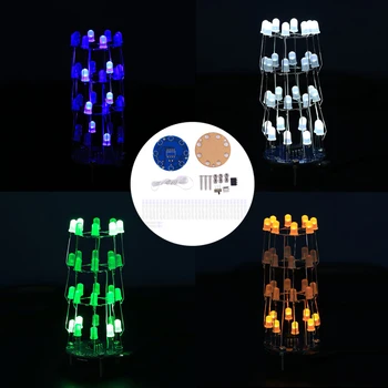 Alb Verde Albastru Galben Cilindric cu LED Lumină Intermitentă DIY Kit Stele LED Lampă Strălucitoare Suite Componente Electrice de Lipit Practică