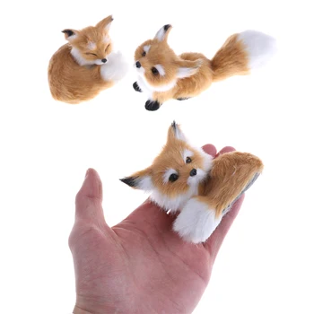 Simulare brown fox jucărie blanuri ghemuit fox model decor acasă Animale Lume cu Static Figurine Jucarii Cadou pentru Copii