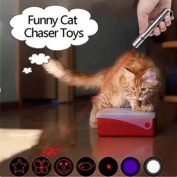 3 în 1 USB Reîncărcabilă Amuzant Pisica Chaser Jucarii Mini-Lanterna cu Laser LED Pen Light Cat Lumina Indicii Amuzant Jucării pentru animale de Companie Dropshipping