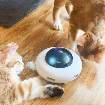 Interactiv Pisica Teaser placă Turnantă Prinderea Jucării Pene Stick Auto Ammusement Inteligenta Trainning Gravitațională OZN