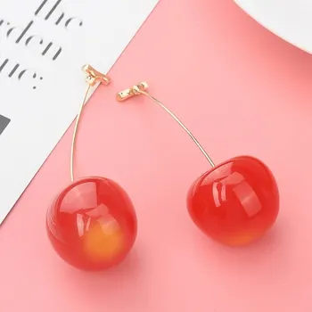Noua Moda Roșii Cherry Fructe Simplu Cercei Pentru Femei Tassel Cercei Legăna Dulce Pandantiv Lung Fata De Cadou Coreea Bijuterii