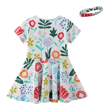 Sărituri De Metri De Vară Flori De Imprimare Rochii De Printesa Pentru Fete Pentru Copii Costume Florale Copilul Rochii Copii Rochie Tutu