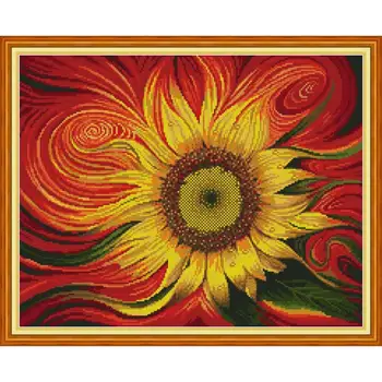 Bucuria duminică floarea-soarelui cruciulițe set abstract de artă pictură în ulei floarea DIY broderie manual set decorațiuni interioare pictura