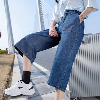 5XL Plus Dimensiune Moda talie inalta blugi femei vrac picior drept pantaloni personalitate de moda pantaloni largi picior 2021 vara fierbinte de vânzare