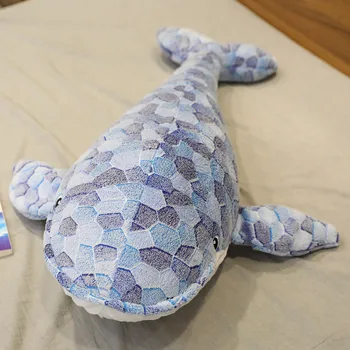 50-110cm dimensiuni Gigant Balena Jucărie de Pluș Albastru, Mare, Animalele de Pluș Drăguț Moale Rechin de Animale Perna Copii Cadou