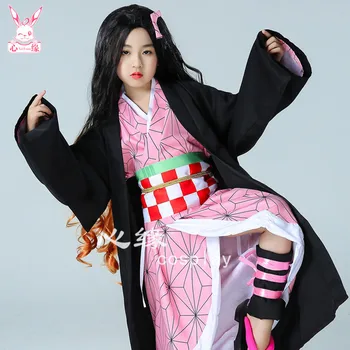 Anime Demon Slayer Cosplay Costum Kamado Tanjirou Kamado Nezuko Cloack Kimetsu Nu Yaiba Petrecere Uniformă Kimono Copii