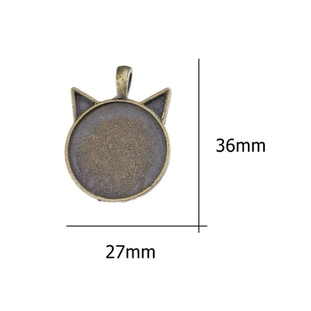 DIY Bijuterii de Luare 10BUC Urechi de Pisică Forma Stabilirea Farmece Cabochon Camee Bază Tava Ramă Goală 25mm Rotund de Sticla Pandantiv Colier