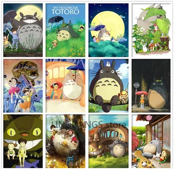5D DIY Diamant Pictura de Epocă Poster Miyazaki Hayao Anime Vecinul Meu Totoro Diamant Mozaic cruciulițe Kituri Decor Camera pentru Copii