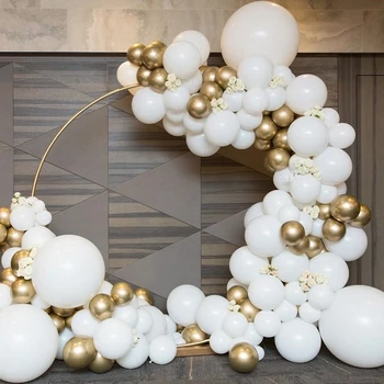 126pcs/Set alb Mat Metalic de Aur ghirlanda baloane arcada kit baby shower nunta petrecere de ziua Chrome Balon de Decorare pentru copii