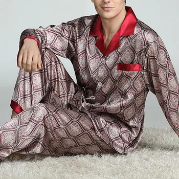 Mens Pata De Mătase Seturi De Pijama, Pijamale Barbati Pijamale Stil Modern Cămașă De Noapte De Mătase Acasă Masculin Satin Moale, Confortabil De Dormit