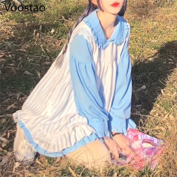 Japoneze Roz Dulce Lolita Op Femei Rochie Kawaii Două Piese Rochii Gotice Moale Fată Drăguță Epocă Zburli Menajera Cosplay Rochie Neagră