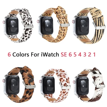 Plus Leopard din Piele Ceas Trupa pentru Apple Watch Seria 6 5 4 3 2 1 SE Încheietura Curea