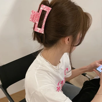 AOMU coreeană de Moda Chic Geometrice Dreptunghi Gol Bomboane de Culoare Vopsea Spray Puncte de Păr Gheare Clipuri pentru Femei Fete de Bijuterii Cadou
