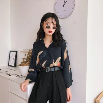 Harajpoo Femei Tricou 2021 Primăvară Toamnă Versiunea coreeană Stil Harajuku Ins Vrac Design Retro Sens cu mâneci Lungi Femei Bluze
