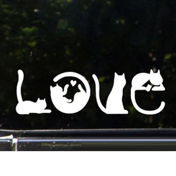 Eu Iubesc Pisicile Drăguț Animal Decalcomanii Autocolant Auto Pentru Camioane Fereastra, Bara De Protectie Auto Ușa De Vinil Decal Alb/Negru