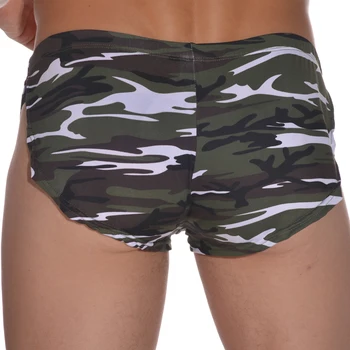 Bărbați Lenjerie De Corp Pantaloni Scurți De Vară Split Parte Casual Camuflaj Moda Sexy Sleepwear Respirabil Joase Fără Sudură Alunecare Om Boxeri
