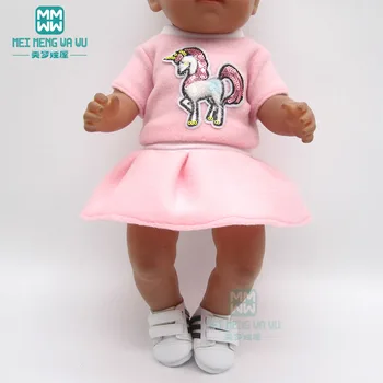 Papusa haine se potrivesc 43cm jucărie copil nou-născut papusa si 45cm American doll costum sport de culoare Roz, rose, verde