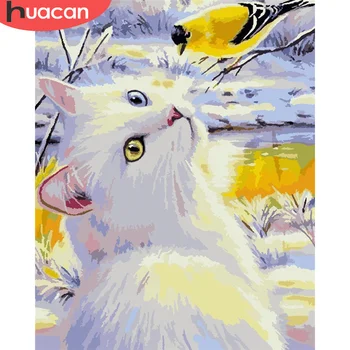 HUACAN Tablou De Numărul de Pisici Pictate Picturi Artă Cadou DIY Imagini De Numere de Pasăre Desen Pe Panza Kituri de Decor Acasă