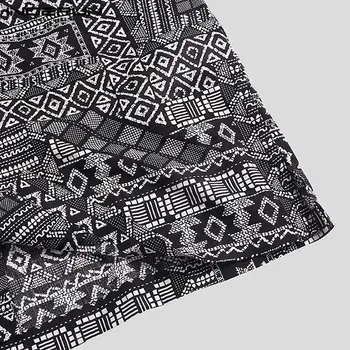 INCERUN 2021 Bumbac Barbati Tricou Imprimat Etnice Rever Maneca Scurta Streetwear Vintage Casual Tricouri Hawaii Butonul de Vară Camisas
