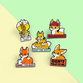 Produs Nou, Desene Animate Floare Trandafir Fox Broșă Moda Simplu Caseta De Dialog Animale Mici Insigna Email De Metal Cel Mai Bun Prieten Pin Bijuterii