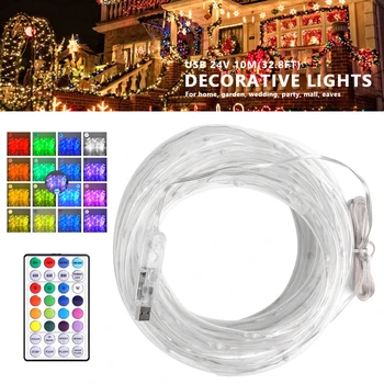 Noi cu LED-uri RGB de Crăciun Zână Lumina 100 LED-uri Impermeabil Ghirlanda Șir de Lumină 6 schimbări în modul Control de la Distanță Șir de Lumini de Crăciun