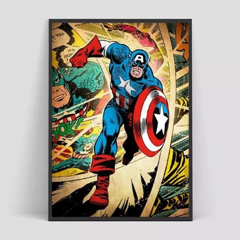 Retro Poster Erou de benzi Desenate Marvel super-Erou Captain America Panza Pictura de Perete de Arta de Imprimare Imagini pentru Copii Decor de Perete Decor Acasă