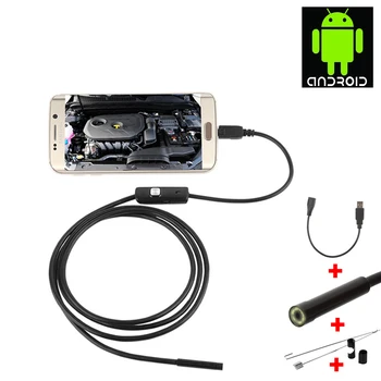Camera endoscop Flexibil IP67 rezistent la apa USB Android 5.5 mm Inspecție Borescope Camera pentru Telefonul PC Notebook 6LEDs Endoscop
