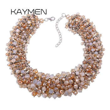 KAYMEN Vânzare Fierbinte Plin de Cristale Handmade Colier Statement pentru Femei Unice Excelent Epocă Cravată Colier Indesata 7 Culori